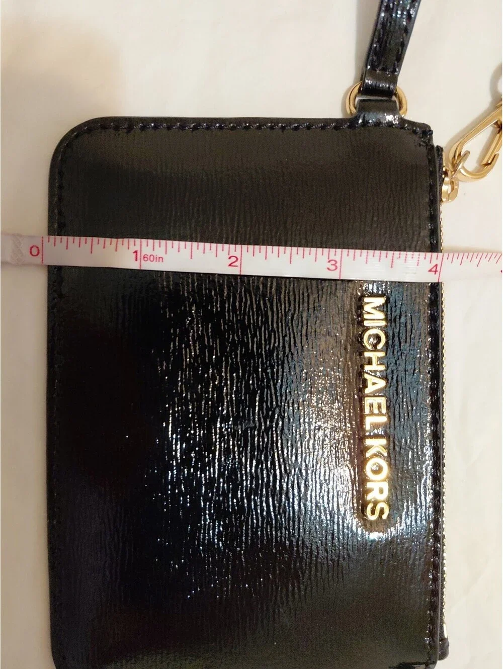 Michael Kors Black Textured Patent Leather Wristlet Wallet 4